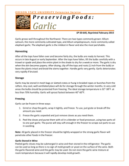 Preserving Garlic, Contact Your Local County Extension Office