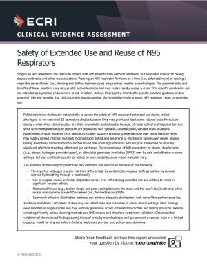 Safety of Extended Use and Reuse of N95 Respirators