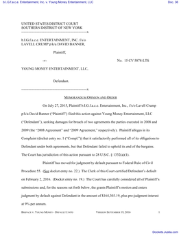 22 MOTION for Default Judgment As to Defendant. Filed by Bigface