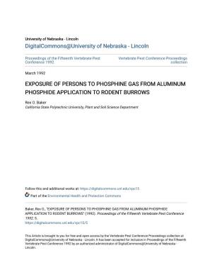 Exposure of Persons to Phosphine Gas from Aluminum Phosphide Application to Rodent Burrows