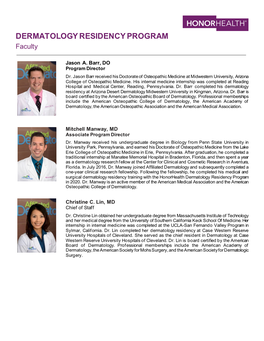 DERMATOLOGY RESIDENCY PROGRAM Faculty