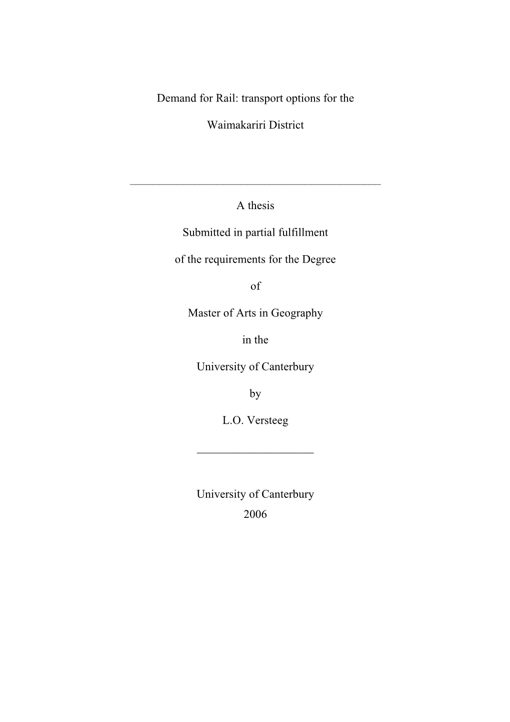 Transport Options for the Waimakariri District