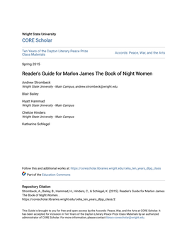 Reader's Guide for Marlon James the Book of Night Women