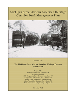 Michigan Street African American Heritage Corridor Draft Management Plan
