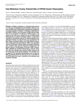 Fatal Methadone Toxicity: Potential Role of CYP3A4 Genetic Polymorphism