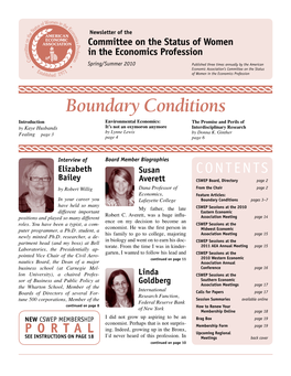 Spring/Summer 2010 Published Three Times Annually by the American Economic Association’S Committee on the Status of Women in the Economics Profession