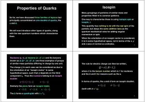 Properties of Quarks Isospin Many Groupings of Particles of Similar Mass and Properties Fitted in to Common Patterns