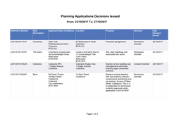 Planning Applications Decisions Issued