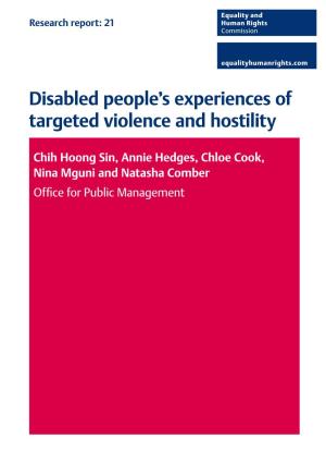 Disabled People's Experiences of Targeted Violence and Hostility