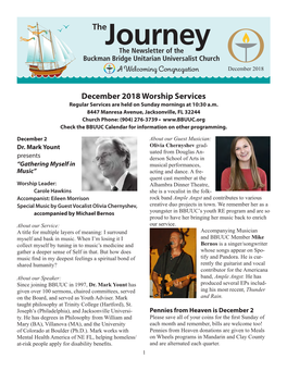 December 2018 Worship Services Regular Services Are Held on Sunday Mornings at 10:30 A.M