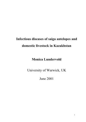 Infectious Diseases of Saiga Antelopes and Domestic Livestock in Kazakhstan