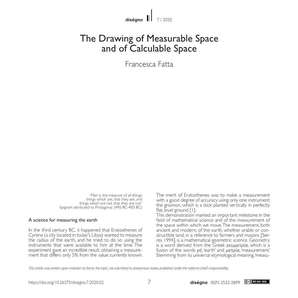 The Drawing of Measurable Space and of Calculable Space Francesca Fatta