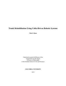 Trunk Rehabilitation Using Cable-Driven Robotic Systems