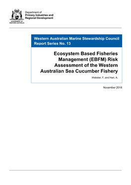 Risk Assessment of the Western Australian Sea Cucumber Fishery Webster, F