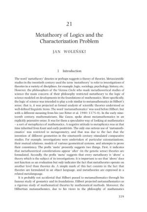 21 Metatheory of Logics and the Characterization Problem