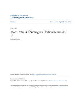 Details of Nicaraguan Election Returns (S/ S) Deborah Tyroler