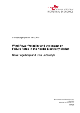 Wind Power Volatility and the Impact on Failure Rates in the Nordic Electricity Market