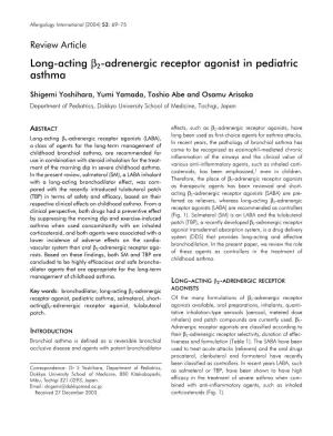 Long-Acting Β2-Adrenergic Receptor Agonist in Pediatric Asthma