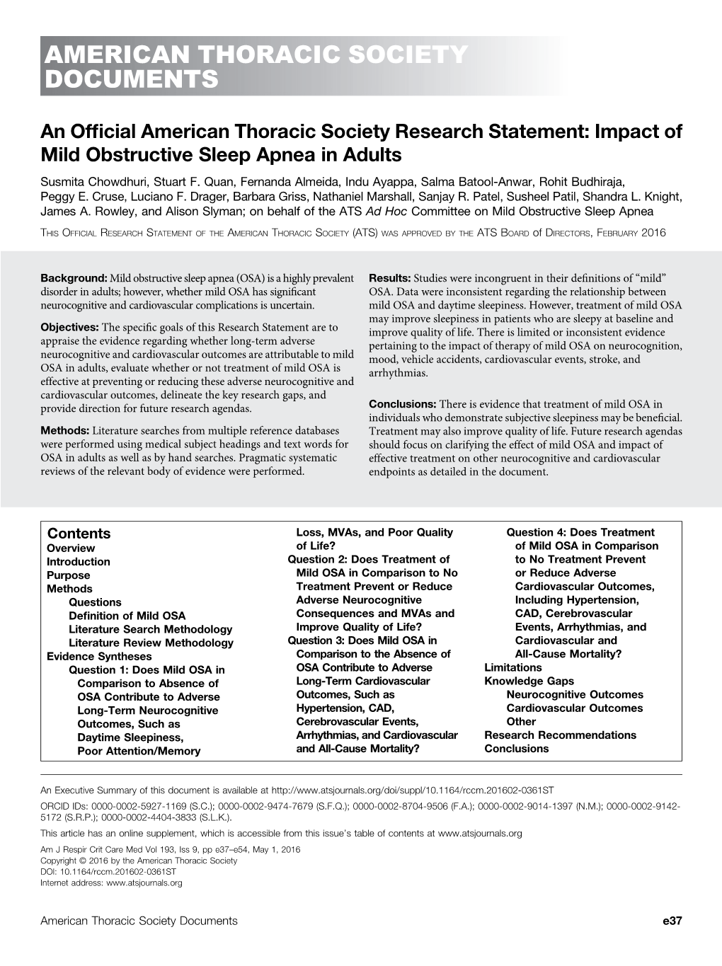 Impact of Mild Obstructive Sleep Apnea in Adults Susmita Chowdhuri, Stuart F