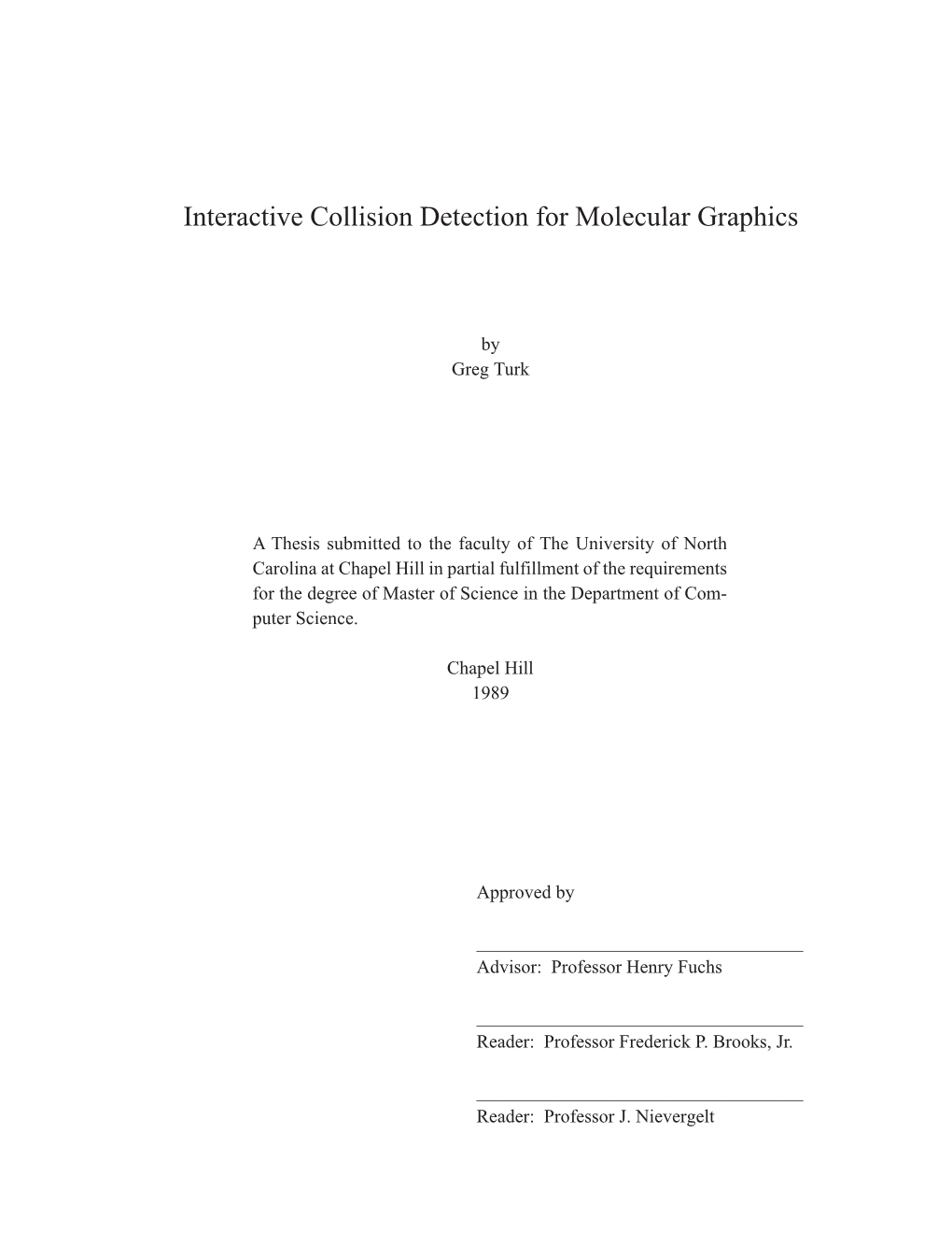 Interactive Collision Detection for Molecular Graphics