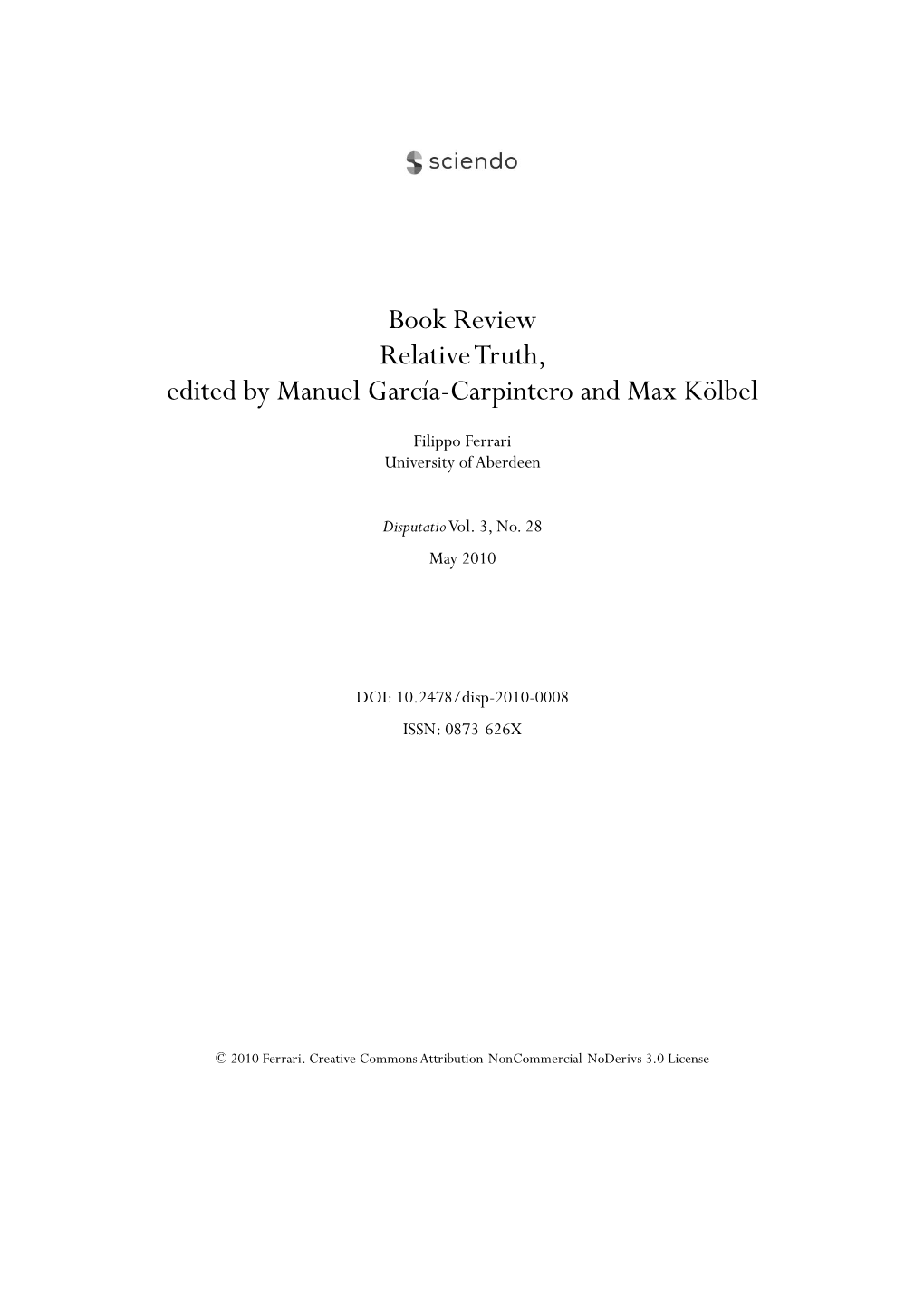 Book Review Relative Truth, Edited by Manuel García-Carpintero and Max Kölbel