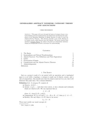 Generalized Abstract Nonsense: Category Theory and Adjunctions