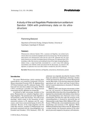Protistology a Study of the Soil Flagellate Phalansterium Solitarium