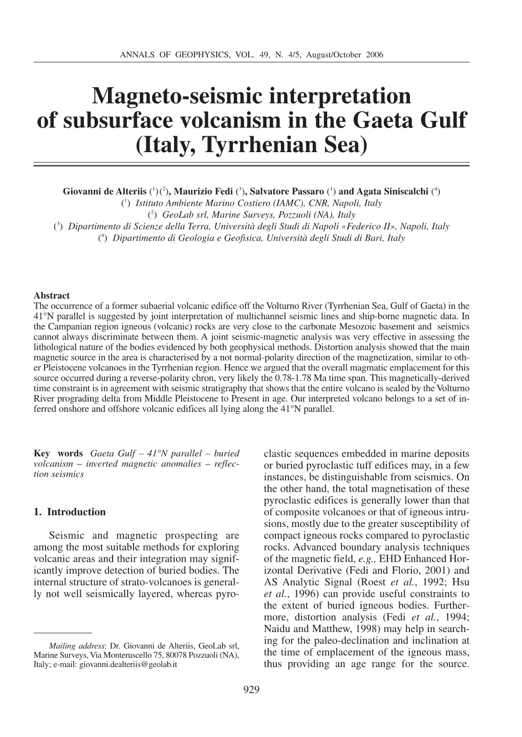 Magneto-Seismic Interpretation of Subsurface Volcanism in the Gaeta Gulf (Italy, Tyrrhenian Sea)