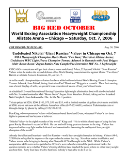 Undefeated Nikolai 'Giant Russian' Valuev in Chicago on Oct. 7