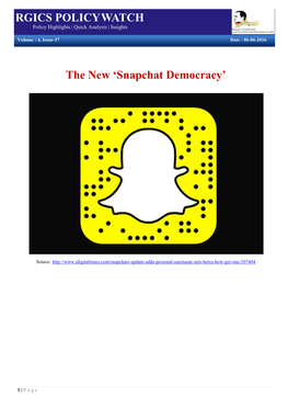 RGICS POLICYWATCH the New 'Snapchat Democracy'