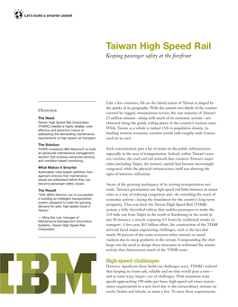 Taiwan High Speed Rail Keeping Passenger Safety at the Forefront