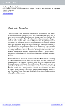 Courts Under Constraints: Judges, Generals, and Presidents in Argentina Gretchen Helmke Frontmatter More Information