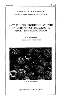 New Fruits Produced at the University of Minnesota Fruit Breeding Farm