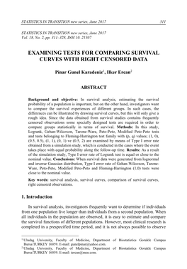 Examining Tests for Comparing Survival Curves with Right Censored Data