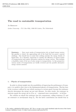 The Road to Sustainable Transportation