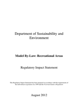Model By-Law: Recreational Areas Regulatory Impact Statement