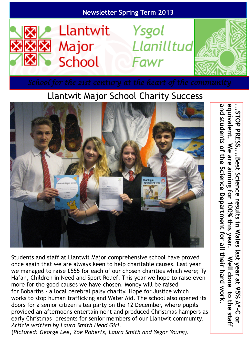 Llantwit Major School Charity Success