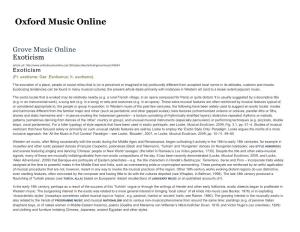 Exoticism in Oxford Music Online