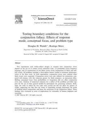 Testing Boundary Conditions for the Conjunction Fallacy: Effects Of