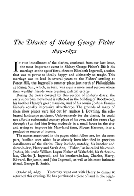 The T&gt;Iaries of Sidney Qeorge Fisher