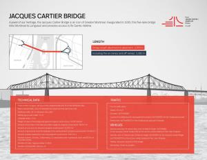 JACQUES CARTIER BRIDGE a Jewel of Our Heritage, the Jacques Cartier Bridge Is an Icon of Greater Montreal