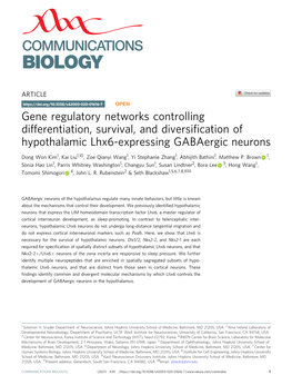 Gene Regulatory Networks Controlling Differentiation, Survival, and Diversification of Hypothalamic Lhx6-Expressing Gabaergic Ne