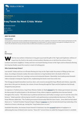 Iraq Faces Its Next Crisis: Water | the Washington Institute