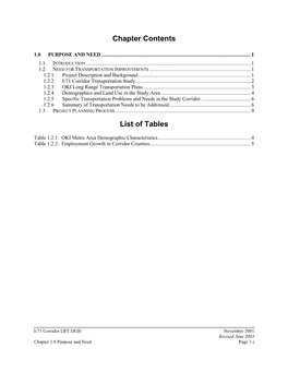 Chapter Contents List of Tables