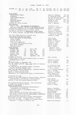 Birdobserver12.6 Page358 Index, Volume 12, 1984.Pdf