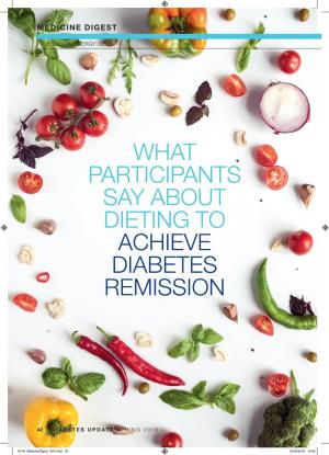 What Participants Say About Dieting to Achieve Diabetes Remission