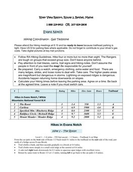 Evans Notch Hiking Notes & Trail Descriptions