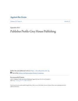 Publisher Profile-Grey House Publishing