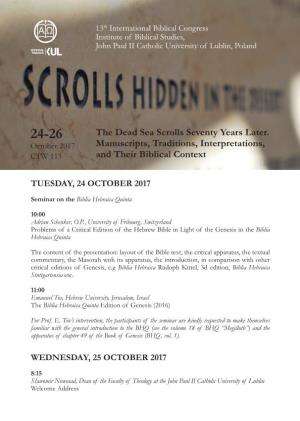 The Dead Sea Scrolls Seventy Years Later. Manuscripts, Traditions