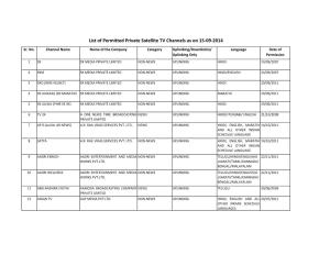 List of Permitted Private Satellite TV Channels As on 15-09-2014